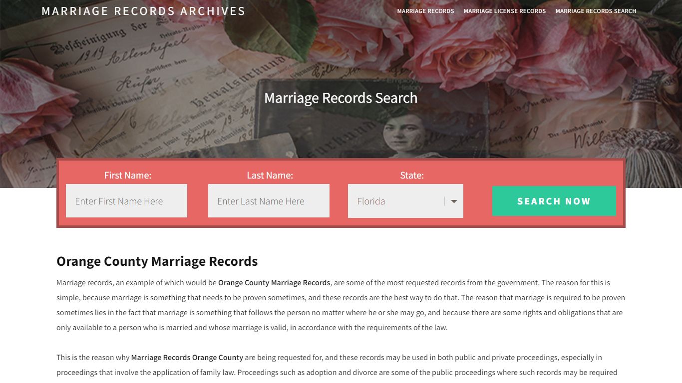 Orange County Marriage Records